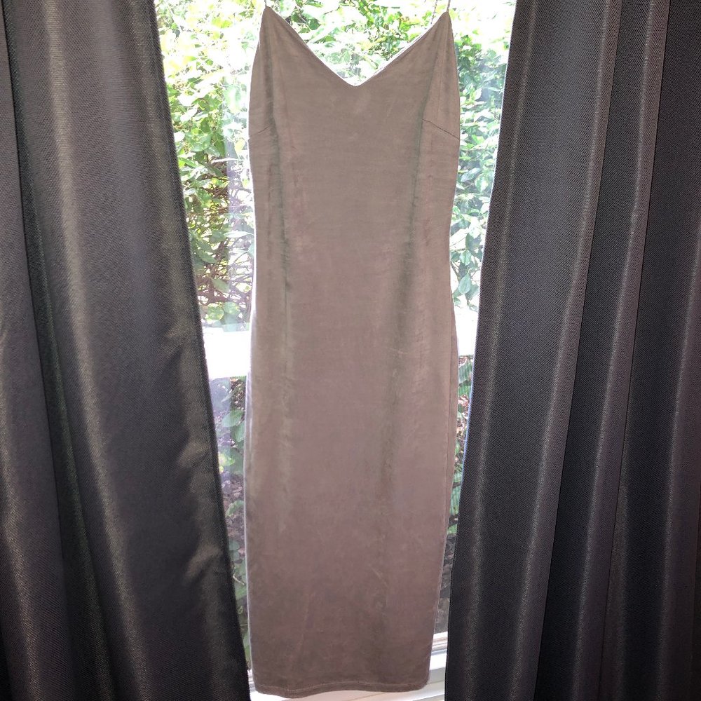 Gray Faux Suede Bodycon Dress